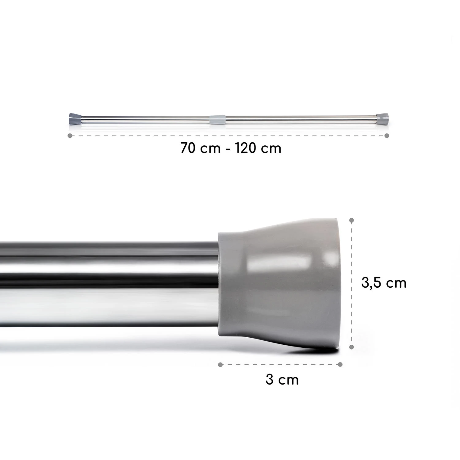Stamina S Teleskopstange Duschvorhang 70-120cm Rutschfest 9 Stamina S Teleskopstange Duschvorhang 70-120cm Rutschfest – Bild 7