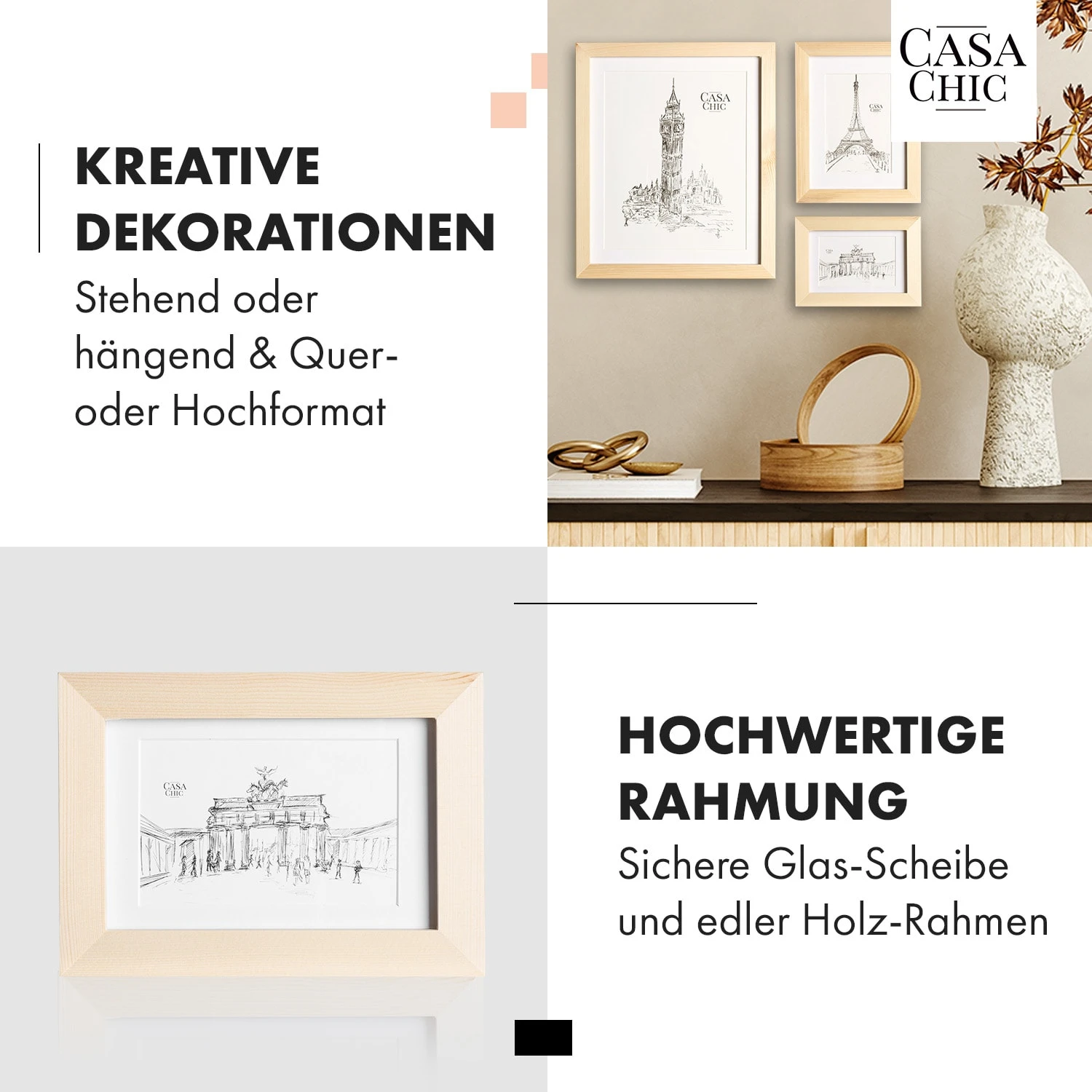 Chalcot Bilderrahmen 7er-Set 3 Größen Rechteckig Passepartout Echtholz 5 Chalcot Bilderrahmen 7er-Set 3 Größen Rechteckig Passepartout Echtholz – Bild 3