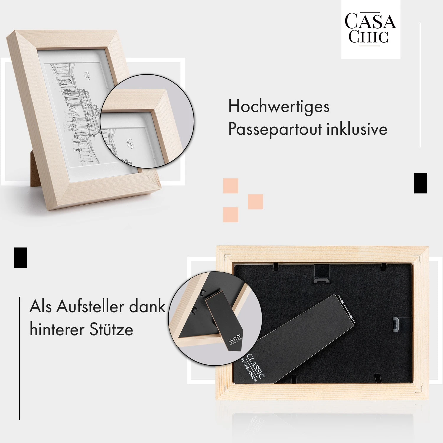 Chalcot Bilderrahmen 7er-Set 3 Größen Rechteckig Passepartout Echtholz 6 Chalcot Bilderrahmen 7er-Set 3 Größen Rechteckig Passepartout Echtholz – Bild 4