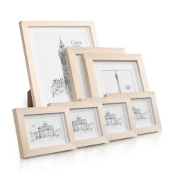 Haushaltsgeräte Store 18 Chalcot Bilderrahmen 7er-Set 3 Größen Rechteckig Passepartout Echtholz