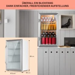Beersafe XXL Crystal White Kühlschrank 80 Ltr Panoramaglas Edelstahl -Haushaltsgeräte Store 10039424 DE 0006 usp