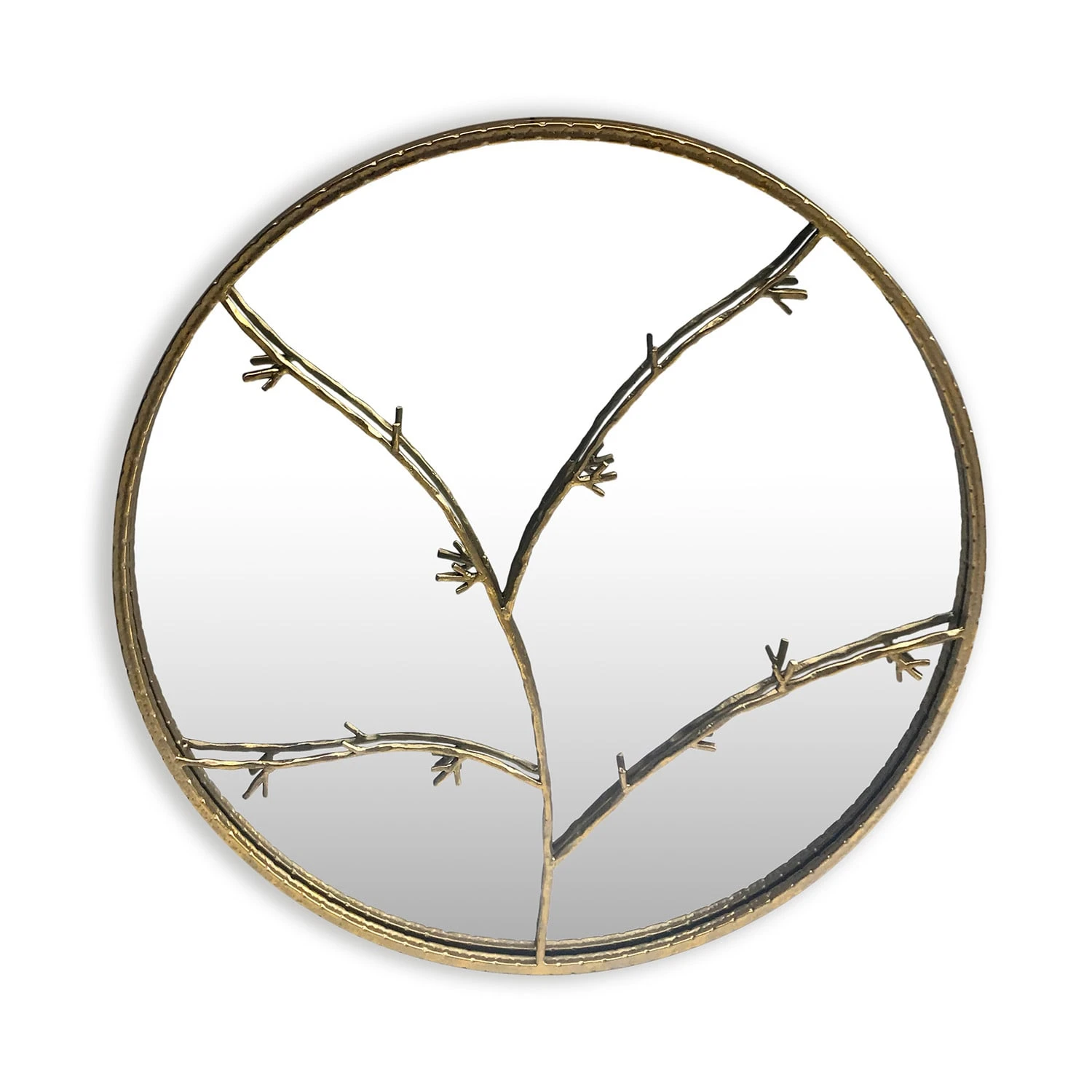 Berkeley Wandspiegel Metallrahmen Rund Ø 80 Cm Zweig-Design 3 Berkeley Wandspiegel Metallrahmen Rund Ø 80 Cm Zweig-Design