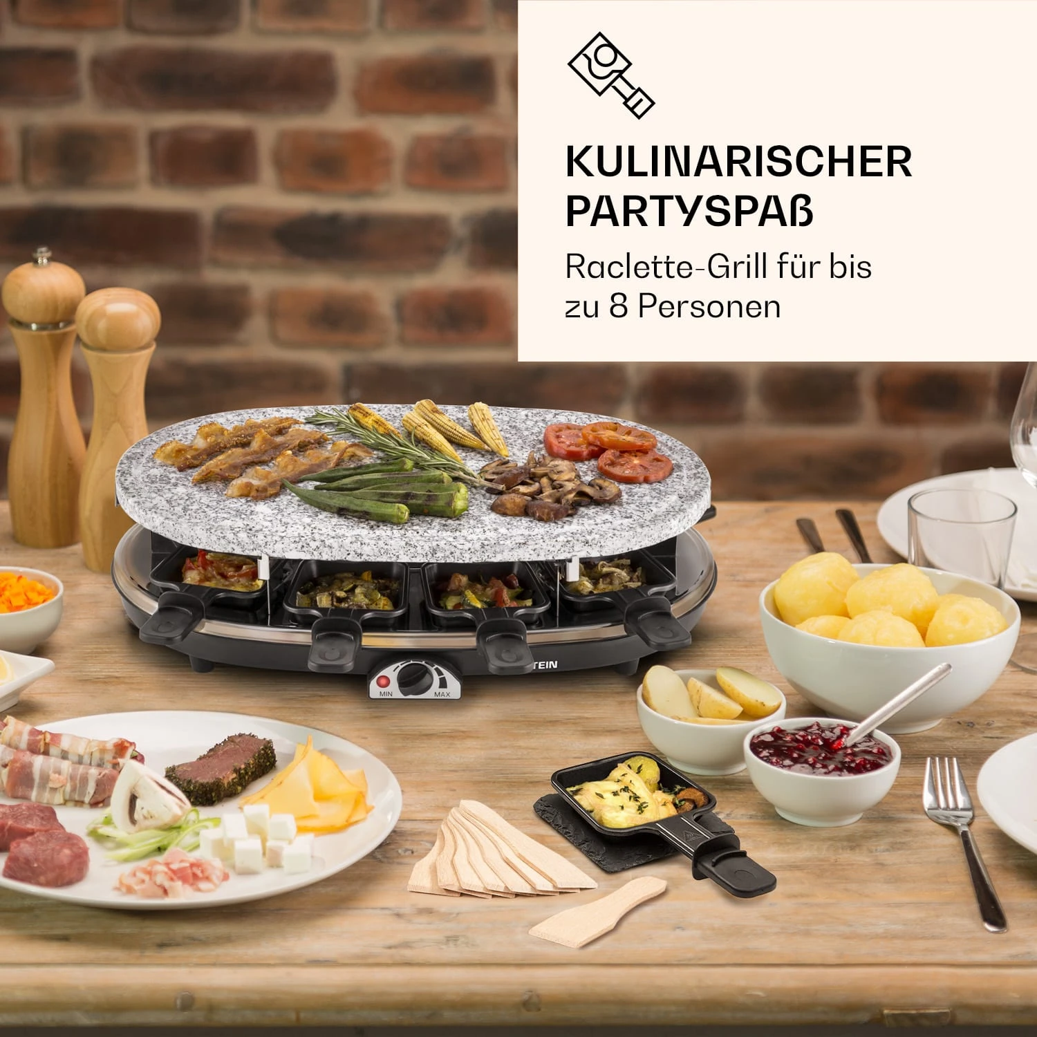 All-U-Can-Grill Raclette Raclette-Grill 4-in-1 Zubehör Für 8 Personen 4 All-U-Can-Grill Raclette Raclette-Grill 4-in-1 Zubehör Für 8 Personen – Bild 2