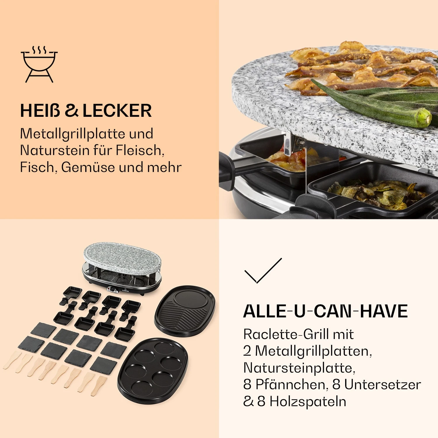 All-U-Can-Grill Raclette Raclette-Grill 4-in-1 Zubehör Für 8 Personen 7 All-U-Can-Grill Raclette Raclette-Grill 4-in-1 Zubehör Für 8 Personen – Bild 5