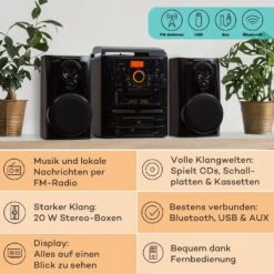 Franklin Stereoanlage Plattenspieler 3-fach-CD-Player BT Kassetten AUX USB-Port -Haushaltsgeräte Store 10040148 de 0002 usp