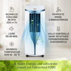 New Breeze 9 Mobile Klimaanlage 4-in-1 9.000 BTU / 2,6 KW EEK A Bodenrollen Timer 12 New Breeze 9 Mobile Klimaanlage 4-in-1 9.000 BTU / 2,6 KW EEK A Bodenrollen Timer -Haushaltsgeräte Store 10040155 de 0003 usp