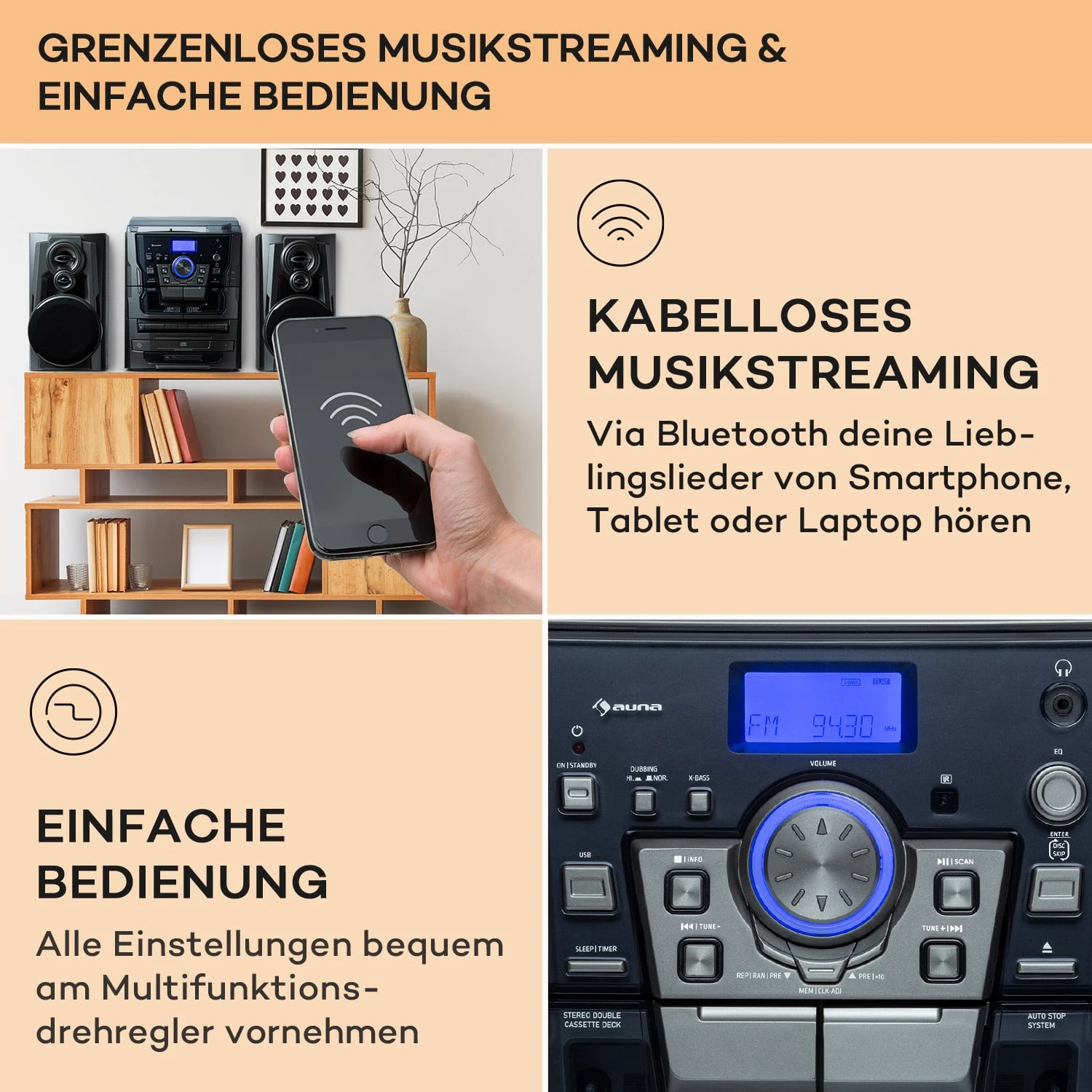 388 Franklin DAB+ Stereoanlage 3-fach-CD-Player BT AUX USB-Port 6 388 Franklin DAB+ Stereoanlage 3-fach-CD-Player BT AUX USB-Port – Bild 4