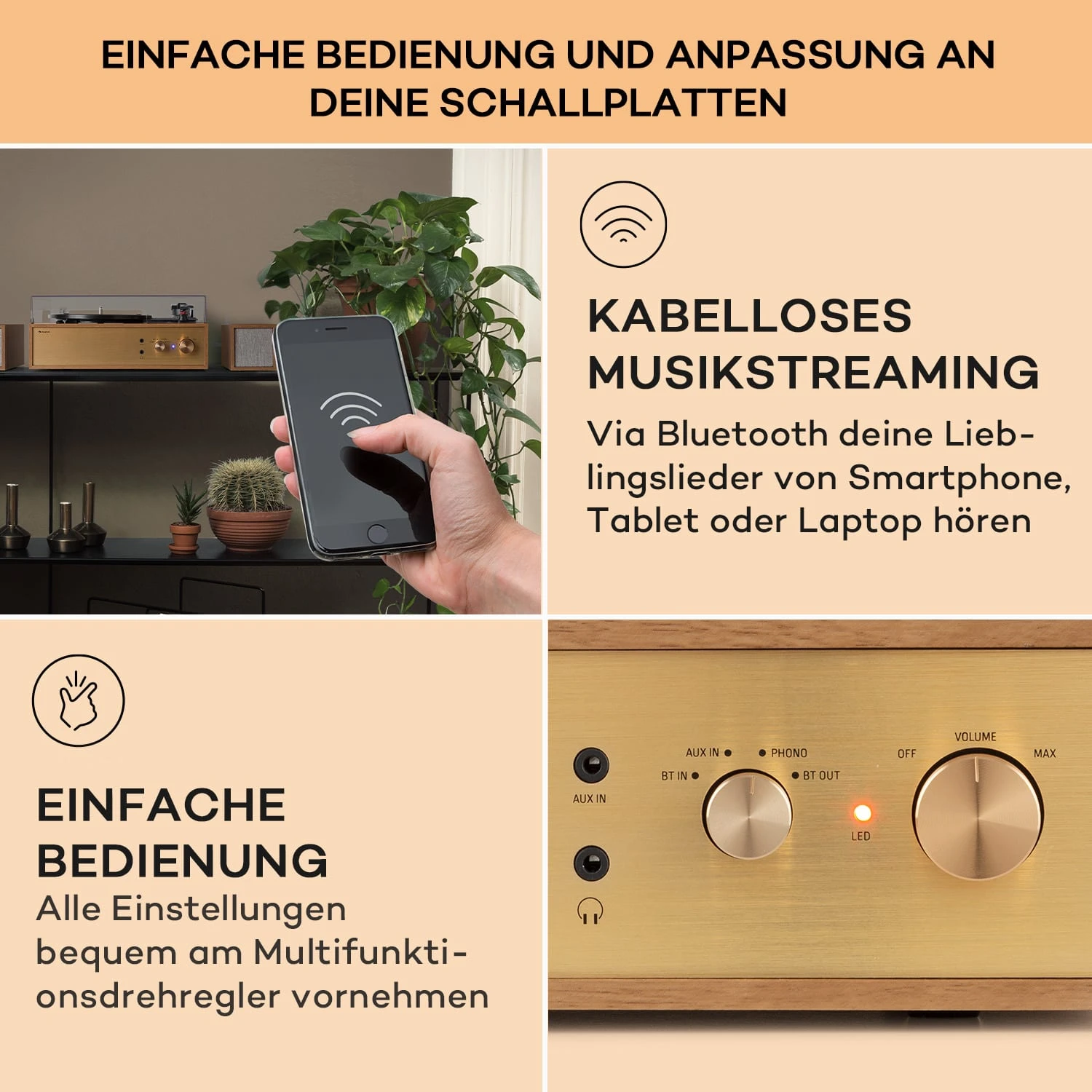 Berklee TT Play Plattenspieler Riemenantrieb 33 1/3 & 45 U/min Stereo-Lautsprecher 6 Berklee TT Play Plattenspieler Riemenantrieb 33 1/3 & 45 U/min Stereo-Lautsprecher – Bild 4