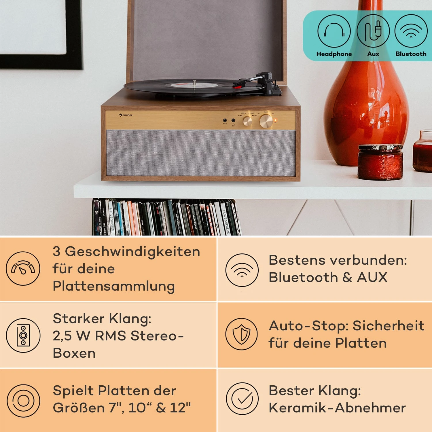 Berklee TT Case Plattenspieler Riemenantrieb 33,3 45 & 78 U/min Stereo 4 Berklee TT Case Plattenspieler Riemenantrieb 33,3 45 & 78 U/min Stereo – Bild 2