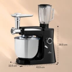 Renata Rossa Küchenmaschine 3-in-1 2000W 2,7PS 5Ltr Edelstahl BPA-frei -Haushaltsgeräte Store 10040500 yy 0008 dimensions