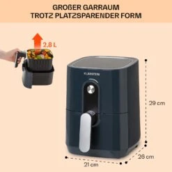 Crisp-Pro Heißluftfritteuse Air Fryer 1400W 2,8 Ltr Timer Edelstahl -Haushaltsgeräte Store 10040698 de 0006 usp