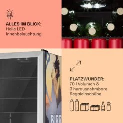 Beersafe 70 Birra Milano Edition Kühlschrank 70 Liter 3 Böden Panoramaglastür Edelstahl -Haushaltsgeräte Store 10041179 de 0005 usp