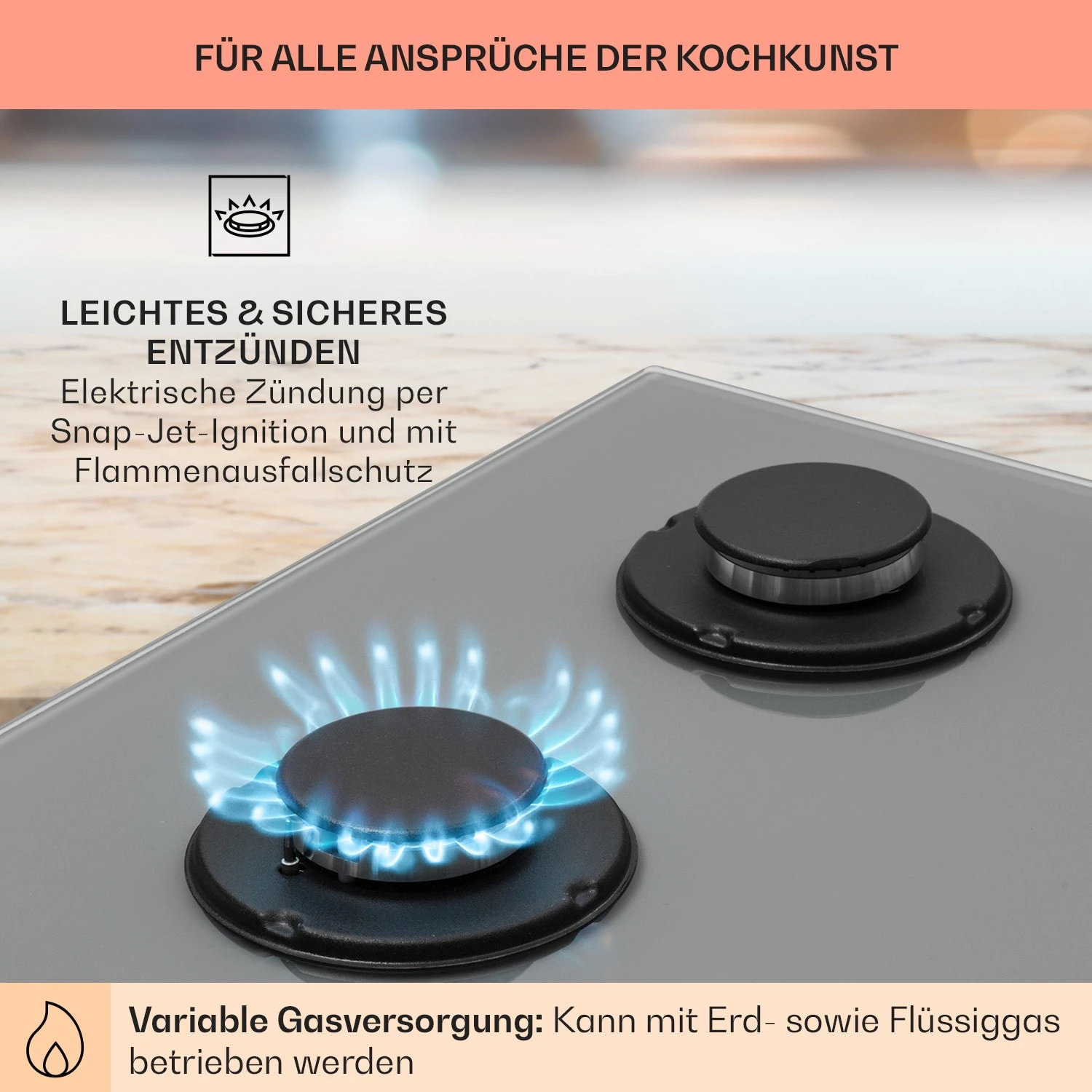 Firetale Gaskochfeld 4-flammig 60 Cm Aluminium-Brenner Inkl. Schlauch Und Druckminderer 7 Firetale Gaskochfeld 4-flammig 60 Cm Aluminium-Brenner Inkl. Schlauch Und Druckminderer – Bild 5