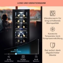 Shiraz 12 Duo Weinkühlschrank 2 Zonen 42L/12 Flaschen 5-12 / 12-18 °C Touch -Haushaltsgeräte Store 10041361 de 0004 usp