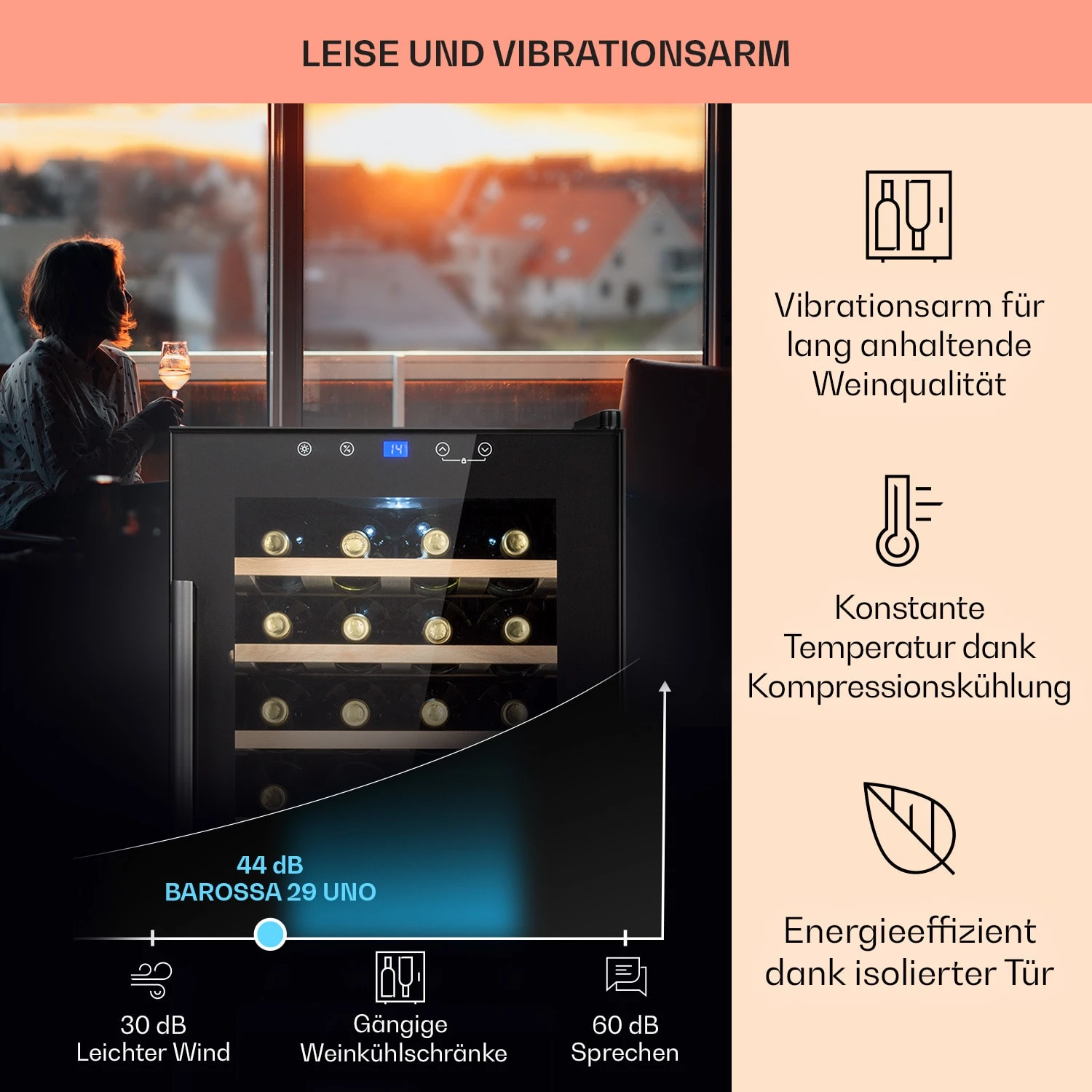 Barossa 29 Uno Weinkühlschrank 1 Zone 88 Ltr / 28 Fl Touch-Display 6 Barossa 29 Uno Weinkühlschrank 1 Zone 88 Ltr / 28 Fl Touch-Display – Bild 4