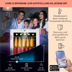 Coachella 50 Weinkühlschrank 47 Liter WiFi-Funktion Hintergrundbeleuchtung Edelstahl -Haushaltsgeräte Store 10045041 de 0003 usp