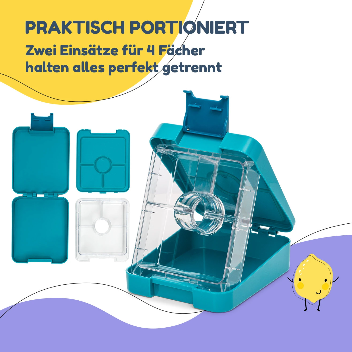 Klarstein Schmatzfatz Easy Snackbox 4 Fächer 18 X 15 X 5 Cm (BxHxT) 6 Klarstein Schmatzfatz Easy Snackbox 4 Fächer 18 X 15 X 5 Cm (BxHxT) – Bild 4