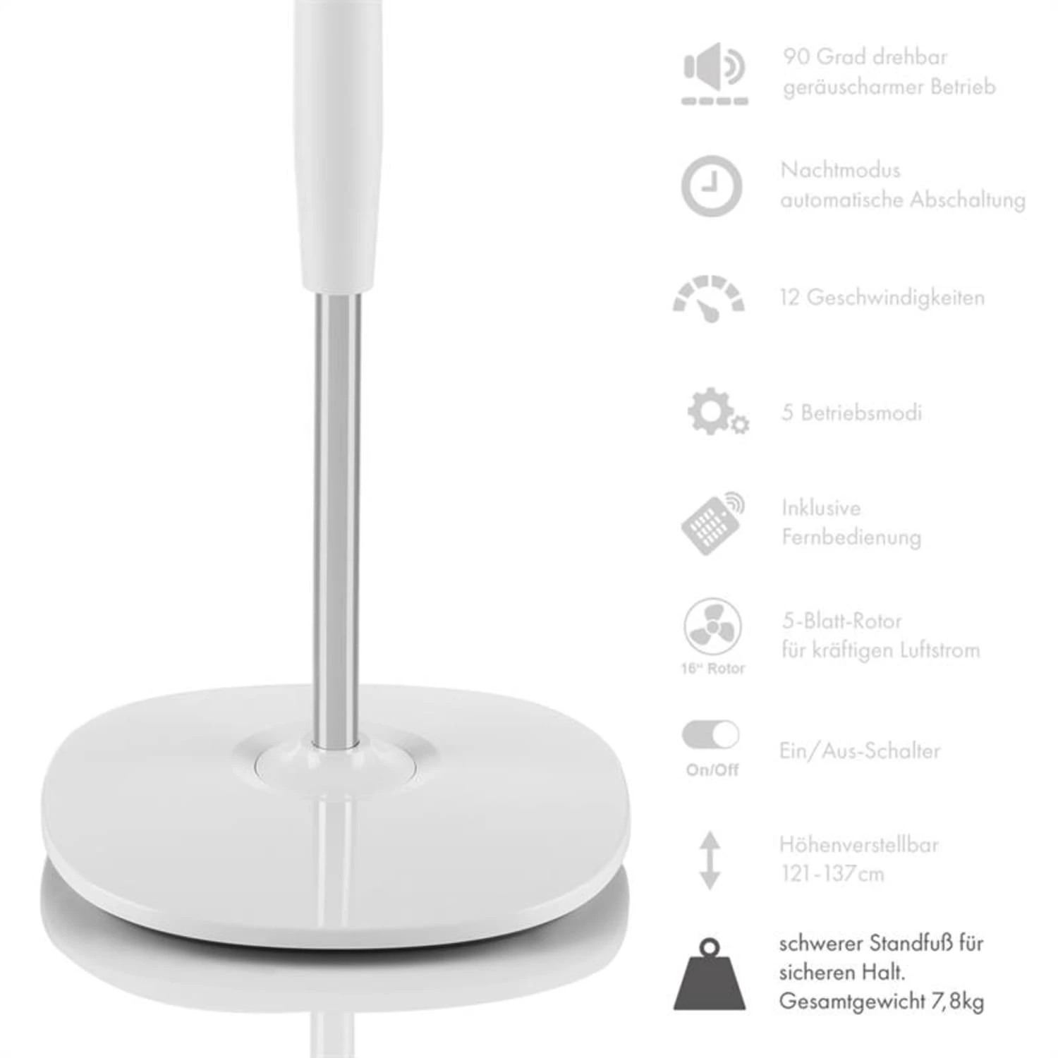 Silent Storm Standventilator 2er-Set 16" (41cm) 5-Blatt-Rotor Weiß 8 Silent Storm Standventilator 2er-Set 16" (41cm) 5-Blatt-Rotor Weiß – Bild 6