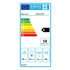 Karree Dunstabzugshaube Umluftset 60cm 640 M³/h LED Edelstahl Weiß -Haushaltsgeräte Store 60002317 energy label