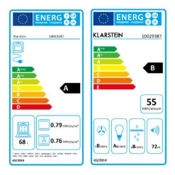 Kalahari Zelda Einbau-Set Backofen + Abzugshaube 68Ltr 620 M³/h Edelstahl -Haushaltsgeräte Store 60002589 energy label