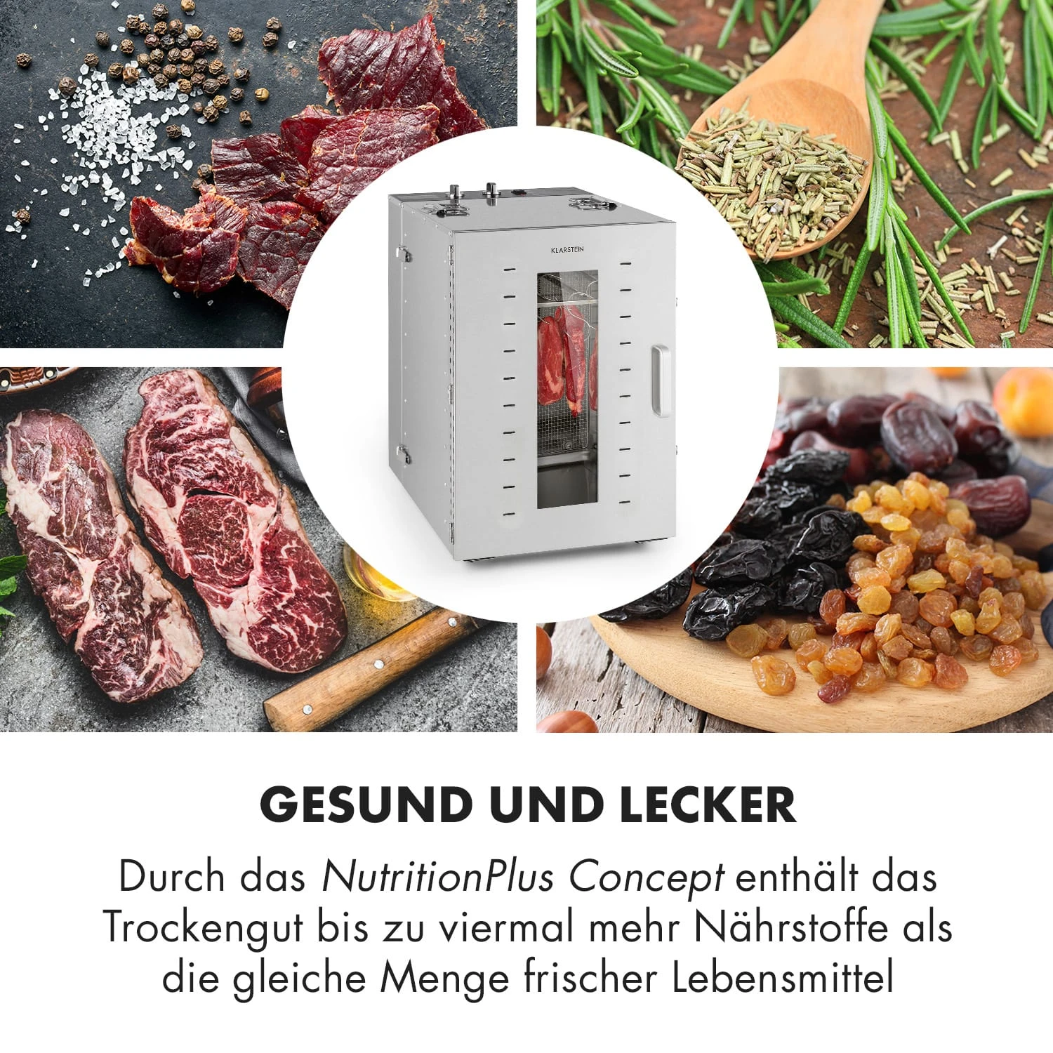 Master Jerky 16 Dörrautomat + Fleischhaken Set 1500W 40-90 °C 15h-Timer Edelstahl Silber 7 Master Jerky 16 Dörrautomat + Fleischhaken Set 1500W 40-90 °C 15h-Timer Edelstahl Silber – Bild 5